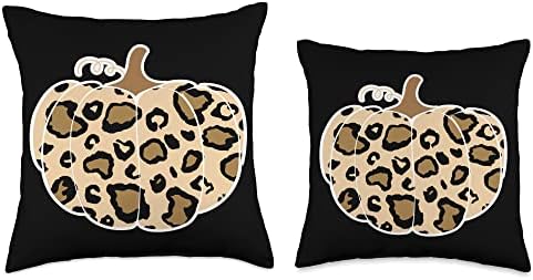 Thanksgiving Pumpkin Harvesting Leopard Print Throw Pillow - Image 3