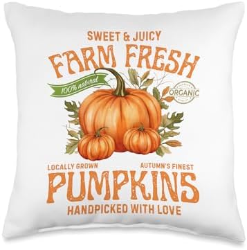Vintage Pumpkin Fall Women Autumn Graphic Thanksgiving Gift Throw Pillow by Unknown