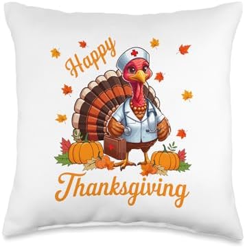 Happy Thanksgiving Turkey As Nurse Nursing Job Team Lover Throw Pillow by Unknown