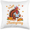 Happy Thanksgiving Turkey As Nurse Nursing Job Team Lover Throw Pillow by Unknown