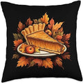 Pumpkin Pie Slice Autumn Leaves Thanksgiving Throw Pillow by Unknown