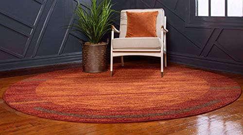 Unique Loom Autumn Collection Modern Contemporary Casual Abstract Area Rug (Terracotta/ Burgundy Border, 3 ft 3 in Round) - Image 2