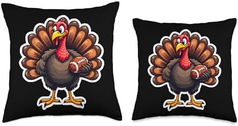 Football Turkey Thanksgiving Player Fan Vintage Coach Kids Throw Pillow - Image 3