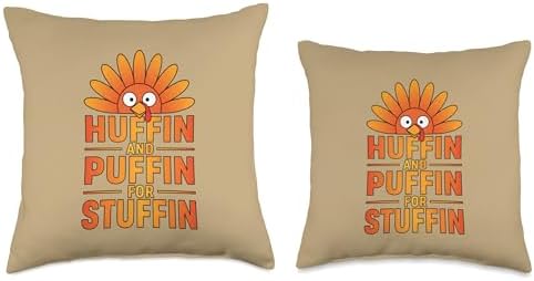 Thanksgiving Turkey Trot, Huffin and Puffin for Stuffin Throw Pillow - Image 3