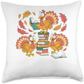 Turkey Reading Books Fall Thanksgiving Teacher Librarian Throw Pillow by Unknown