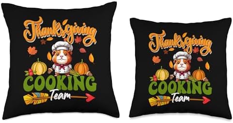 Thanksgiving Cooking Team Costume Guinea Pig As Chef Autumn Throw Pillow - Image 3