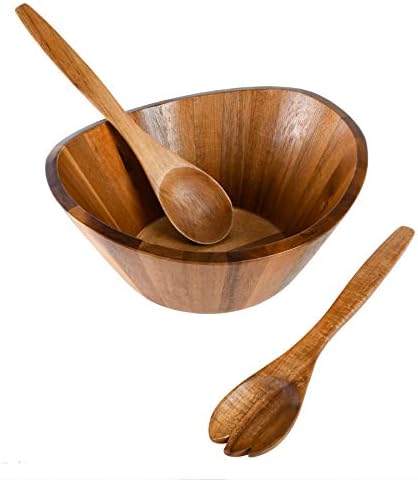 Gibson Home Sherwood 3-Piece Acacia Wood Salad Bowl Set, 32 Quart Large Serving Bowls, Natural Finish, Durable & Eco-Friendly - Image 2
