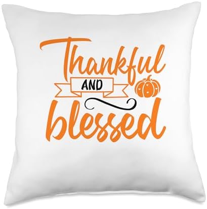 Thankful and Blessed Design for Fall Thanksgiving Throw Pillow by Unknown