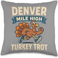 Denver Mile High Thanksgiving Day Turkey Trot Cute Runners Throw Pillow by Unknown
