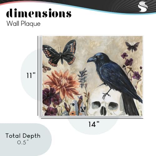Halloween Crow with Butterflies, 11 x 14 Inch Mounted Print on Wall Plaque