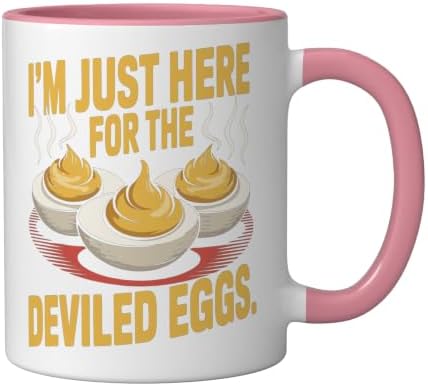 I’m Just Here for the Deviled Eggs Egg Expert Deviled Egg Ceramic Mug, Pink/White, 11oz - Image 2