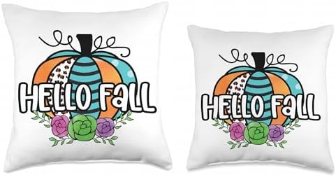 Hello Fall Pumpkin Patch Leopard Thanksgiving Halloween Fun Throw Pillow - Image 3