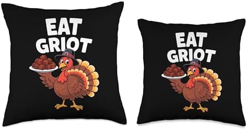 Thanksgiving Turkey Eat Griot Throw Pillow - Image 3