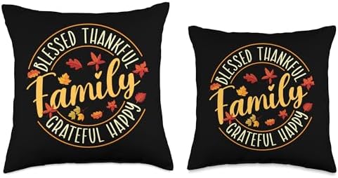 Blessed Thankful - Family Thanksgiving Day Fall Holiday Throw Pillow - Image 3