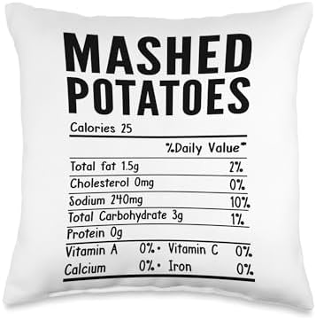 Mashed Potatoes Nutrition Facts Thanksgiving Family Matching Throw Pillow by Unknown