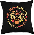 Blessed Thankful Family Thanksgiving Throw Pillow by Unknown