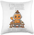 Futuristic Robot Eating Turkey Funny Thanksgiving Day AI Throw Pillow by Unknown
