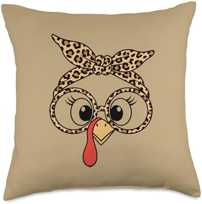 Funny Leopard Turkey Head Thanksgiving Day Design, Sassy Le Throw Pillow by Unknown