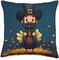 Thanksgiving Pilgrim Riding Turkey Throw Pillow by Unknown