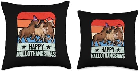 Thanksgiving Outfit Thankful Turkey Kids Women Men Horse Halloween Thanksgiving Christmas Happy Hallothanksmas Throw Pillow, 18x18, Multicolor - Image 3