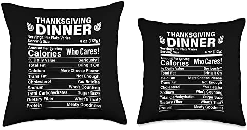 Thanksgiving Dinner Funny Fake Calories Nutritional Facts Throw Pillow - Image 3