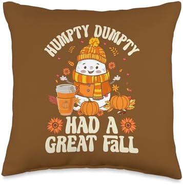 Humpty Dumpty Had A Great Fall Happy Fall Y'all Thanksgiving Throw Pillow by Unknown