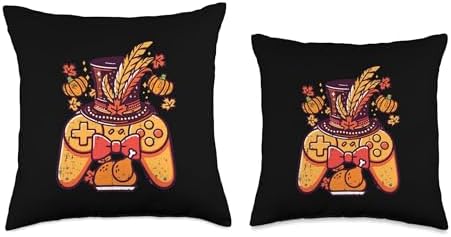 Thanksgiving Gamer Controller Gaming Fall Men Boys Kids Teen Throw Pillow - Image 3
