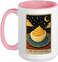 The Deviled Egg Tarot Card Ceramic Mug, Pink/White, 15oz by Unknown