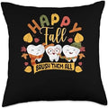 Fall Leaves Shirt Autumn Foliage Pumpkin Decor Happy Fall Brush Them All Dental Dentist Squad Thanksgiving Throw Pillow, 18x18, Multicolor by Unknown