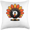 Thanksgiving Turkey Billiard Pool Player Billiards Throw Pillow by Unknown