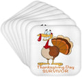 3dRose LLC cst_118709_2 Soft Coasters, "Funny Thanksgiving Day Survivor Turkey", Set of 8 by 3dRose