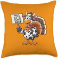 Holiday Laughter Designs Moo Lets Have Beef Humorous Thanksgiving Turkey Cow Costume Throw Pillow, 18x18, Multicolor by Unknown
