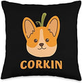 Corkin Corgi Pumpkin Halloween Kids Boys Girls Thanksgiving Throw Pillow by Unknown