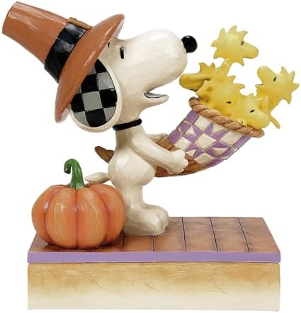 Enesco Peanuts by Jim Shore Thanksgiving Snoopy Holding a Cornucopia of Woodstocks, 5.31 Inch, Multicolor - Image 2