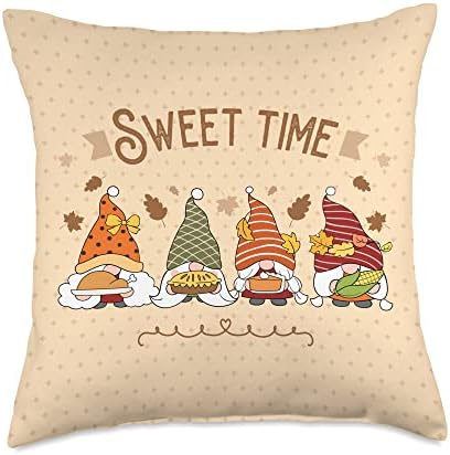 Thanksgiving, autumn fall funny gnomes, Harvest Festival Throw Pillow by Unknown