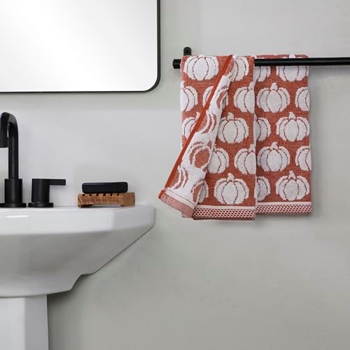 SKL Home Fall/Thanksgiving Pumpkin Sculpted Hand Towel Set-2pc, Spice - Image 4
