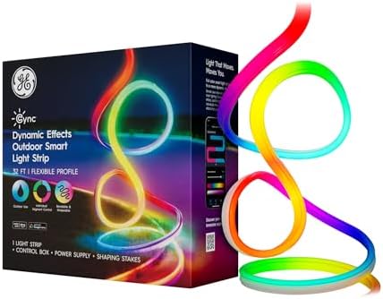 Cync GE Dynamic Effects Smart LED Light Strip with Music Sync, Color Changing Outdoor Light Strip, Compatible with Alexa and Google Home, 32ft Waterproof Light + Power Supply