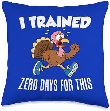 Thanksgiving Turkey Trot Trained Zero Days Funny Running Throw Pillow by Unknown