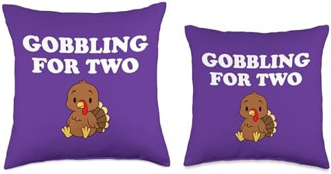 Thanksgiving Pregnancy Gobbling for Two Baby Turkey Throw Pillow - Image 3