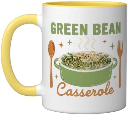 Green Bean Casserole Retro Thanksgiving Dinner Humor Ceramic Mug, Yellow/White by Unknown
