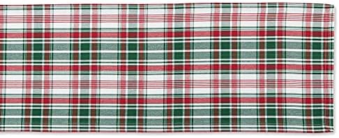 DII Yuletide Plaid Christmas Collection Holiday Dining Table Linen, Table Runner, 14x108, Forest Green & Maroon - Image 2