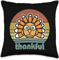 Thankful Turkey Thanksgiving Fall Season Autumn Retro Throw Pillow by Unknown