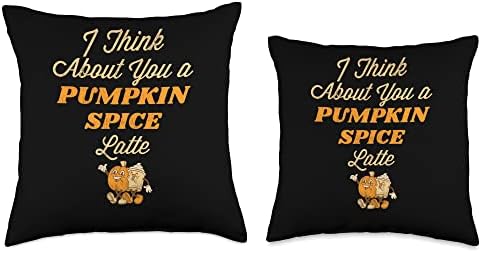 I Think About You a Pumpkin Spice Latte Women's Thanksgiving Throw Pillow - Image 3