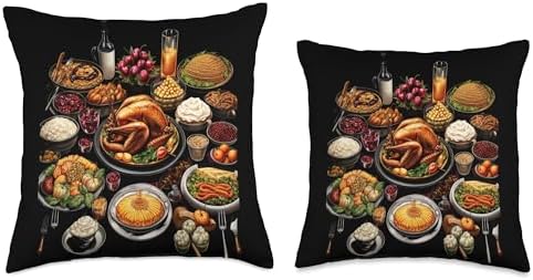 Happy Thanksgiving Thankful Family Holiday Food Turkey Family Dinner Thanksgiving Day Throw Pillow, 18x18, Multicolor - Image 3