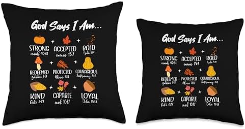 God’s Autumn Blessings – Fall Thanksgiving Faith Symbols Throw Pillow - Image 3