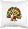 Thanksgiving Building Bricks Turkey Funny Fall Builder Throw Pillow by Unknown