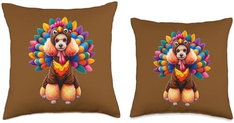 Poodle Turkey Funny Thanksgiving Animal Dog Canine Pet Puppy Throw Pillow - Image 3