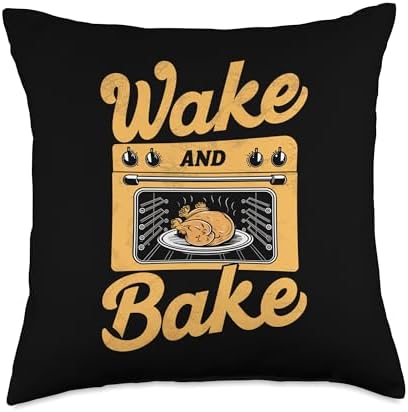 Wake Bake Turkey Feast Thanksgiving Dinner Chef Meal Throw Pillow by Unknown