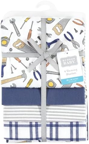 Hudson Baby Unisex Baby Cotton Poly Flannel Receiving Blankets, Construction Work, One Size - Image 2