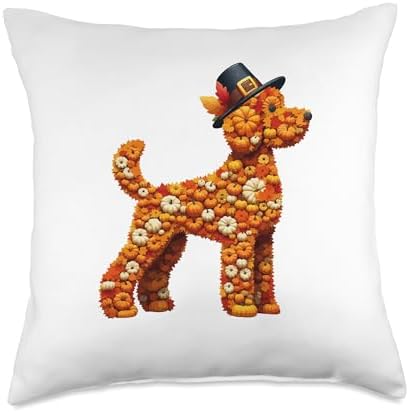 Fall Leaves Pumpkins Sproodle Cute Shape Thanksgiving Owner Throw Pillow by Unknown